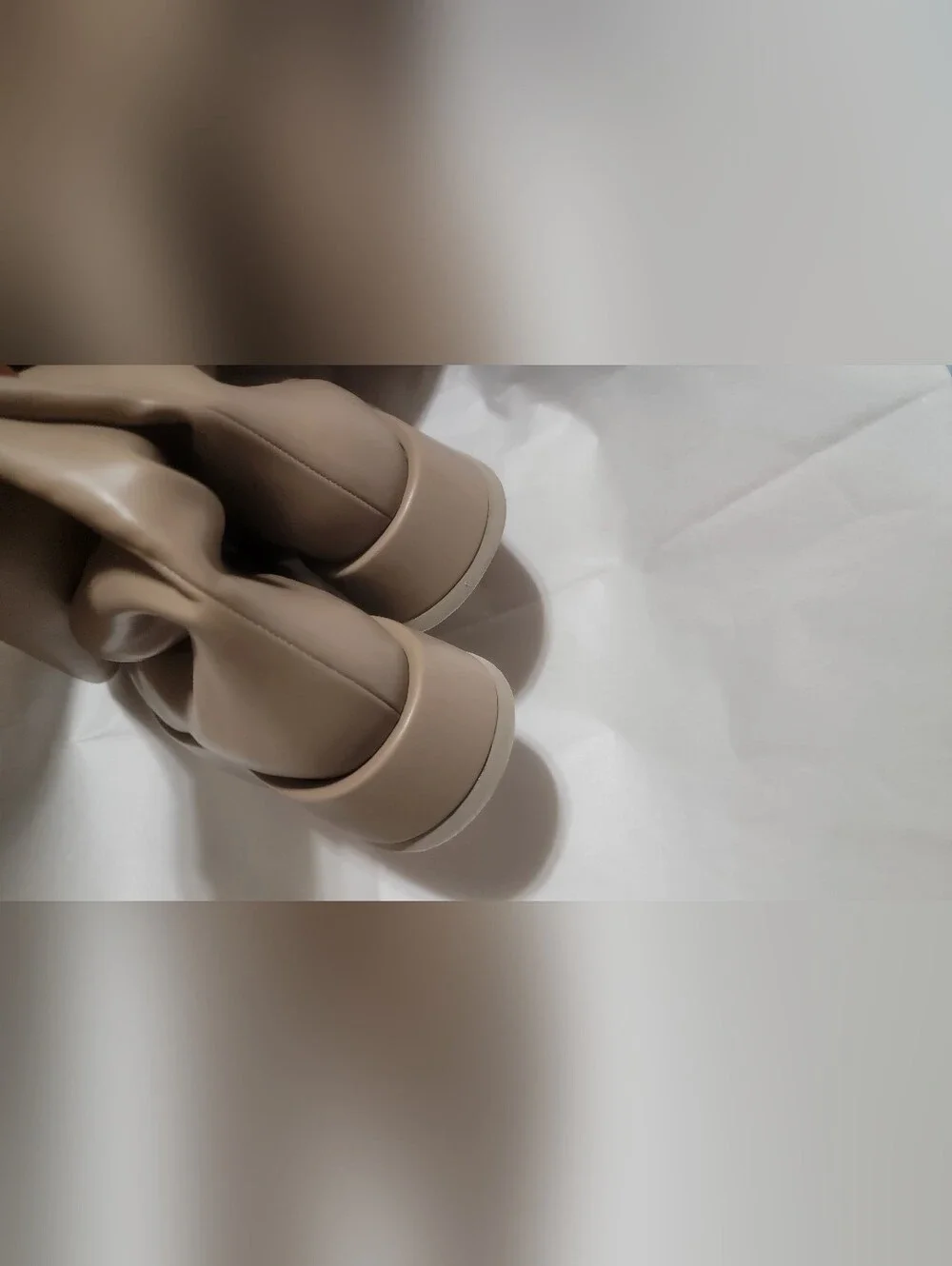 NEW Gia Borghini x RHW Rosie 10 Leather Thigh-High Boots TAN BEIGE Platform